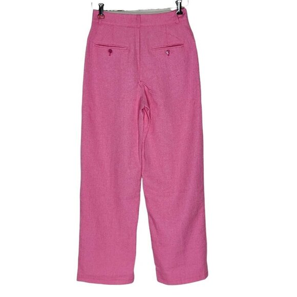 Nasty Gal Trousers Pants Size 4 Woven Textured Pleated Candy Pink Pockets New - Picture 3 of 12